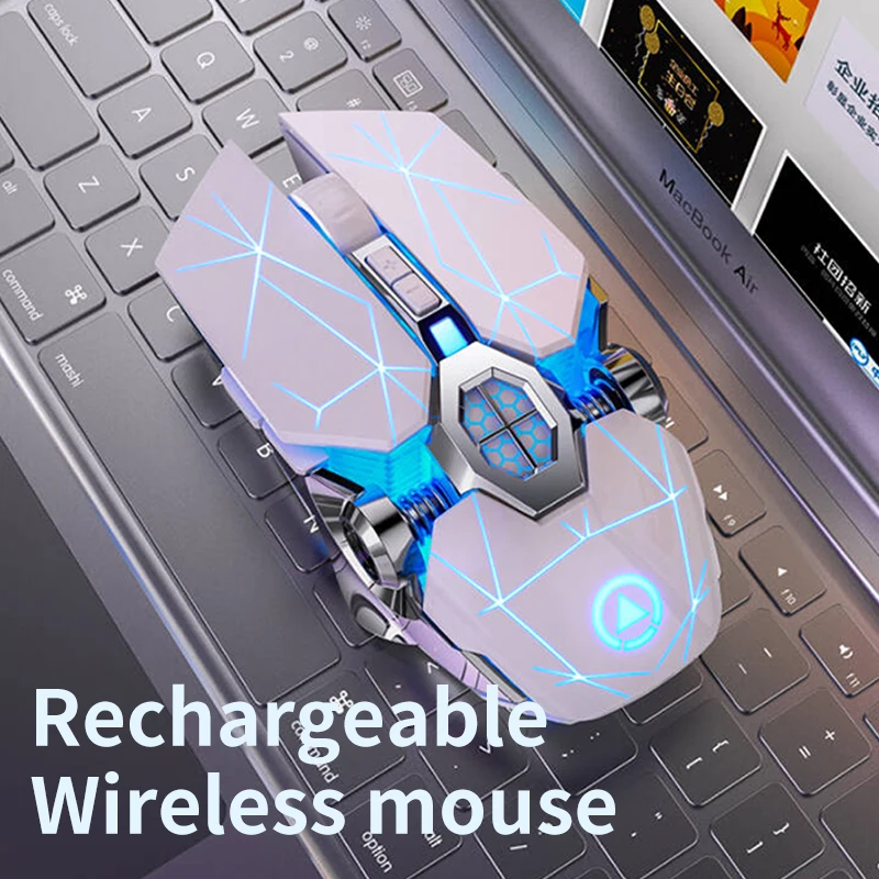 2.4G Wireless Mouse 6D Optical Rechargeable Wireless Mouse Noiseless Mice DPI1600 for Macbook PC Laptop