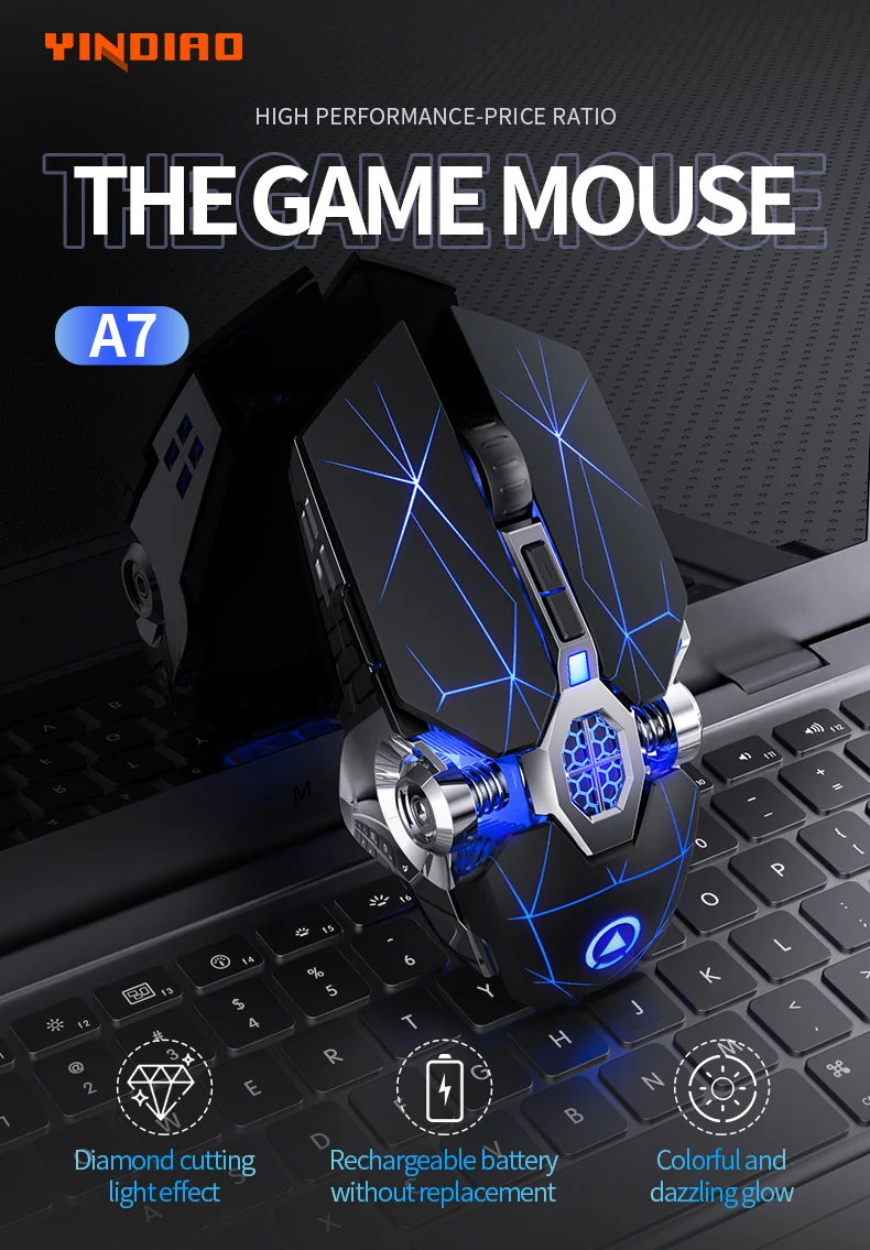 2.4G Wireless Mouse 6D Optical Rechargeable Wireless Mouse Noiseless Mice DPI1600 for Macbook PC Laptop 2.4G Wireless Mouse 6D Optical Rechargeable Wireless Mouse Noiseless Mice DPI1600 for Macbook PC Laptop