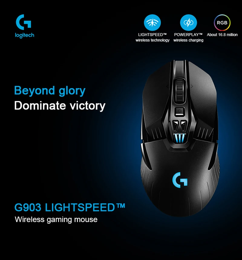 Logitech G903 HERO LIGHTSPEED Wireless Gaming Mouse 100% Original RGB 16000DPI Gamer Upgrade Wireless Bluetooth Mouse