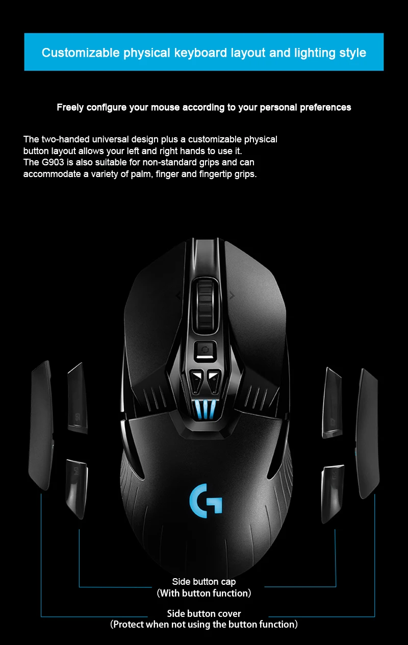 Logitech G903 HERO LIGHTSPEED Wireless Gaming Mouse 100% Original RGB 16000DPI Gamer Upgrade Wireless Bluetooth Mouse