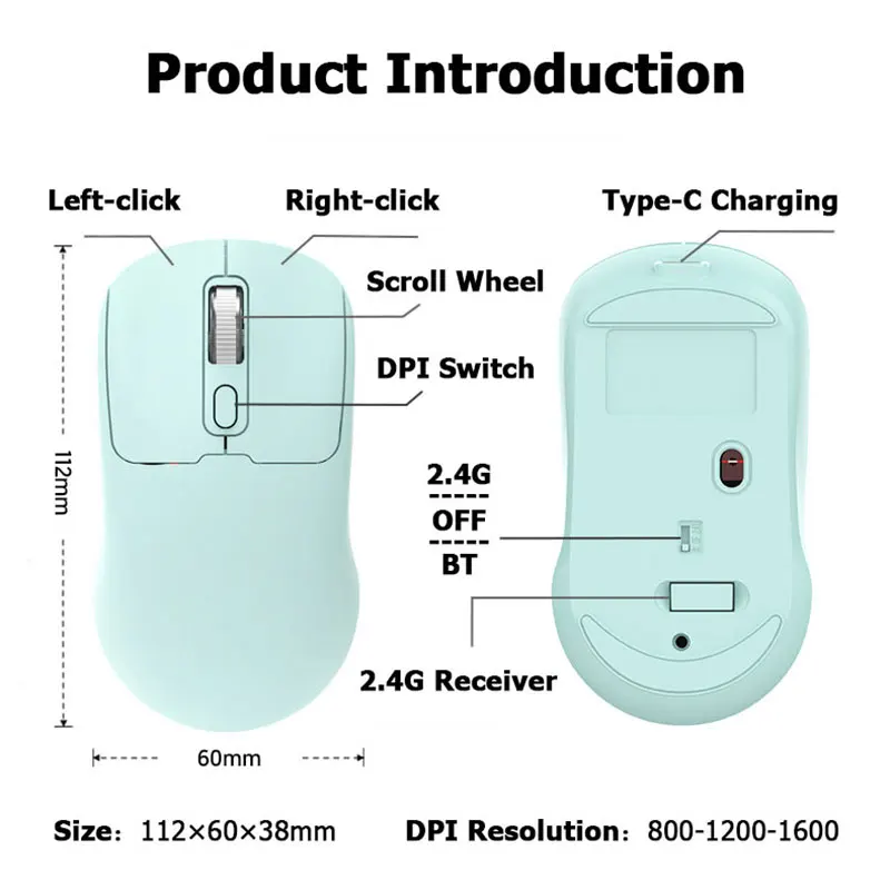 Portable Rechargeable Wireless Mouse 2.4G/Bluetooth Mini Silent Gamer Mice for Computer ipad High Precision Gaming Mouse 2 Modes Portable Rechargeable Wireless Mouse 2.4G/Bluetooth Mini Silent Gamer Mice for Computer ipad High Precision Gaming Mouse 2 Modes