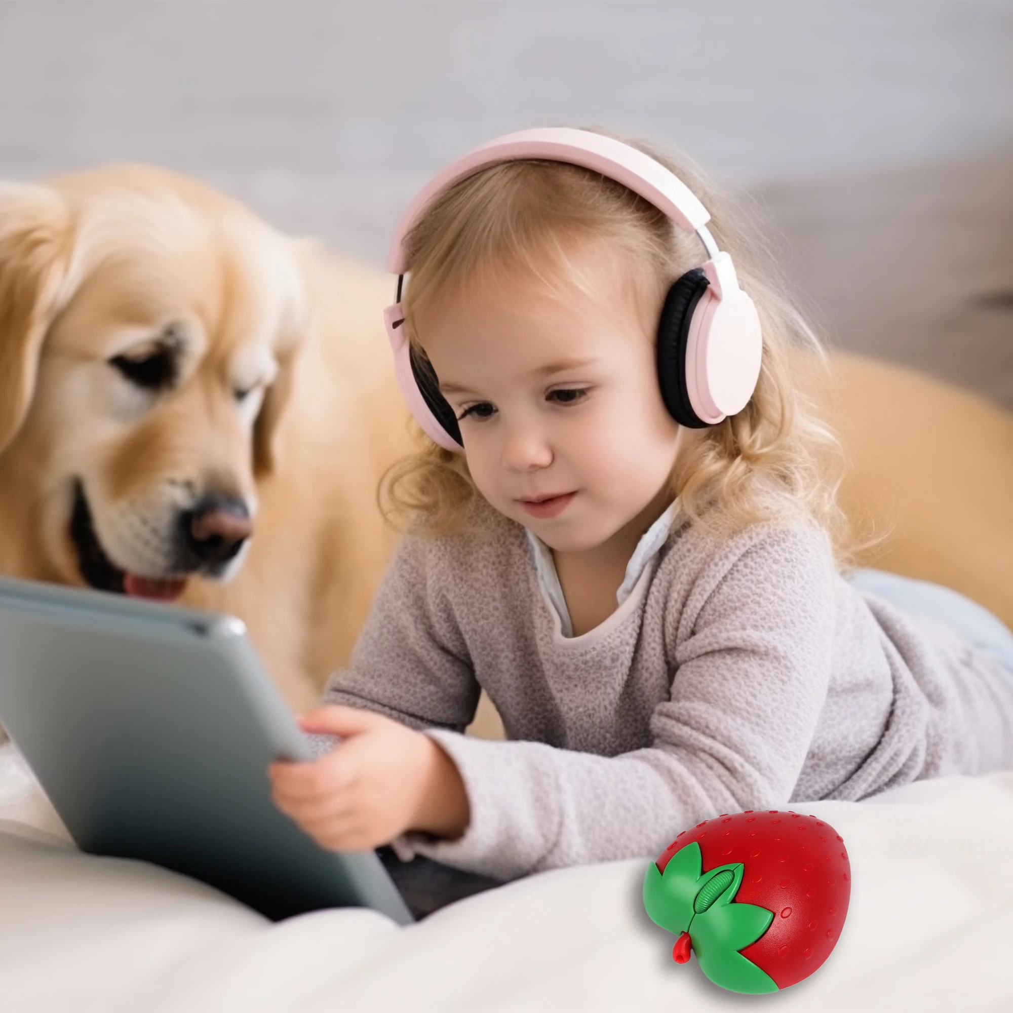 Wireless 2.4Ghz Strawberry Shaped Mouse Cute Pink Fruit Design Optical Ergonomic Mini Computer USB Mice For Laptop PC Kids Gifts