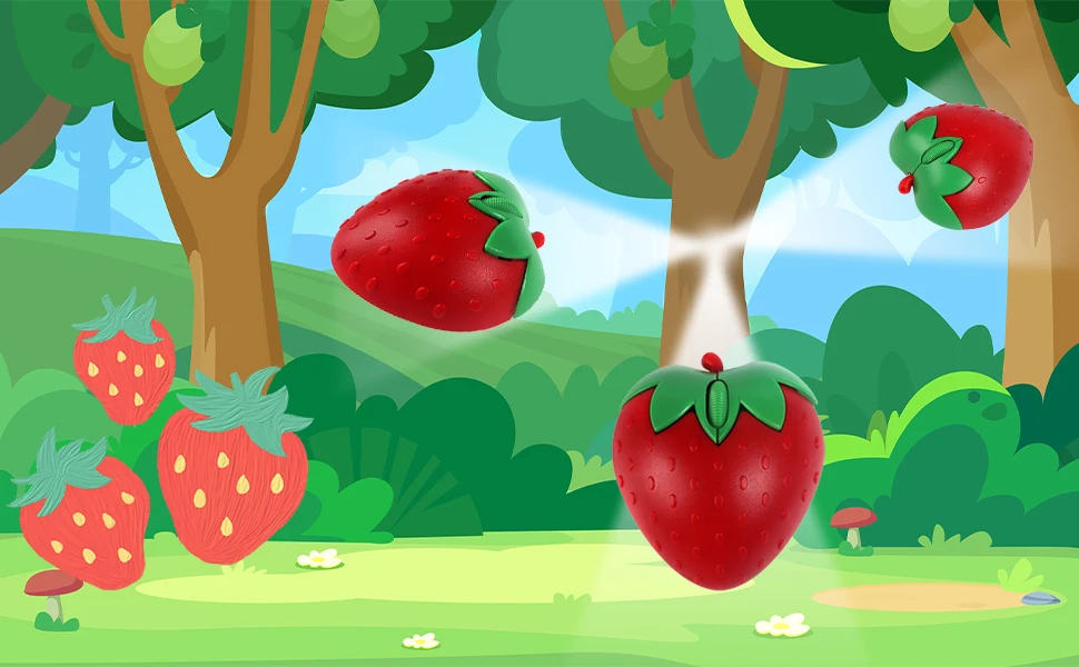 Wireless 2.4Ghz Strawberry Shaped Mouse Cute Pink Fruit Design Optical Ergonomic Mini Computer USB Mice For Laptop PC Kids Gifts