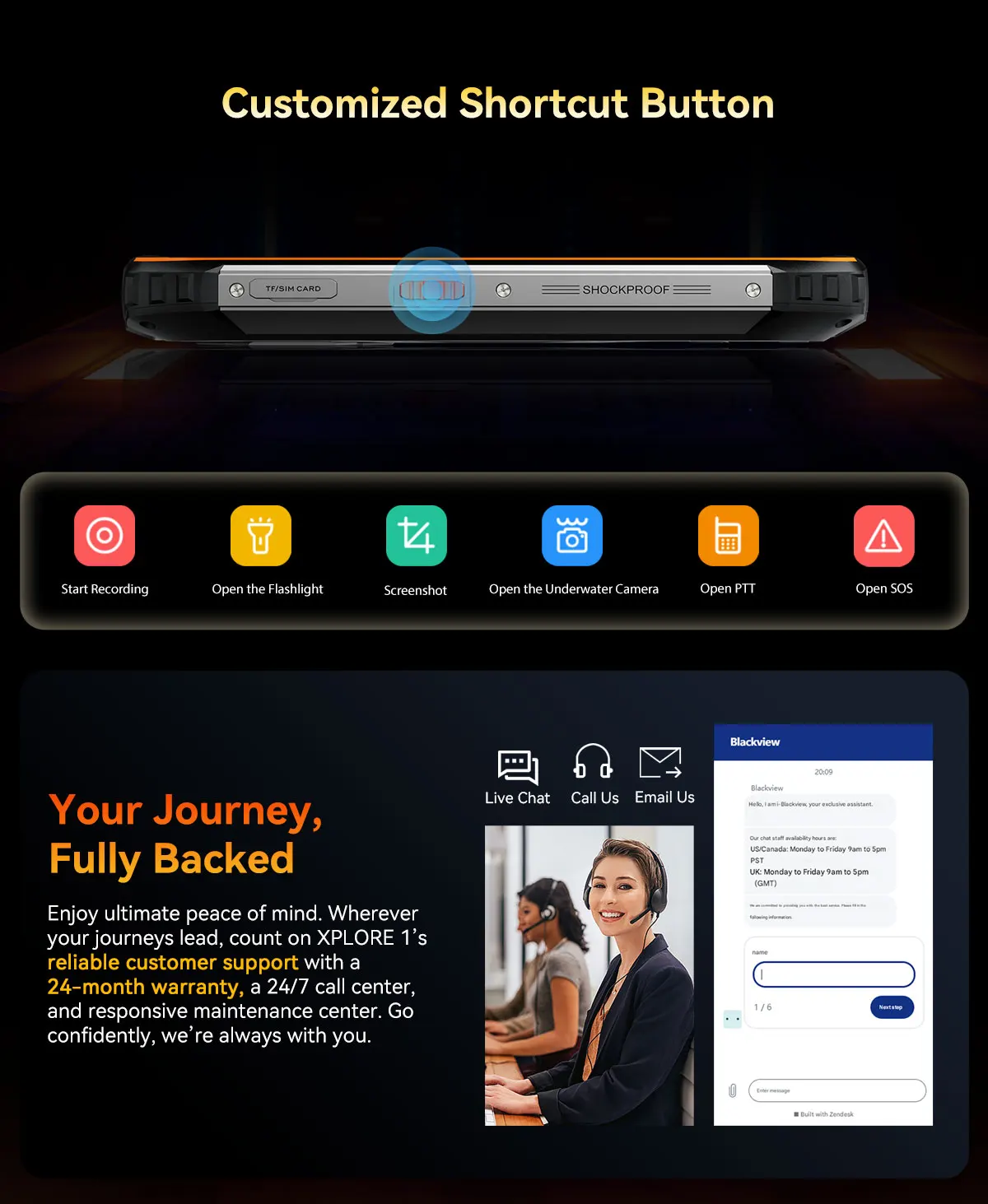 Blackview XPLORE 1 Rugged Smartphone, 5G Waterproof Outdoor Smartphone Android 15, 6.78'' 2.4K Display, 256GB/512GB, 20000mAh