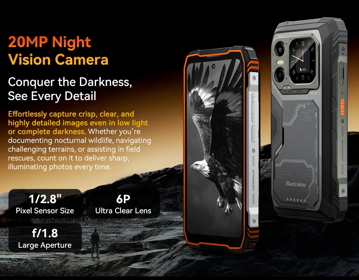 Blackview XPLORE 1 Rugged Smartphone, 5G Waterproof Outdoor Smartphone Android 15, 6.78'' 2.4K Display, 256GB/512GB, 20000mAh