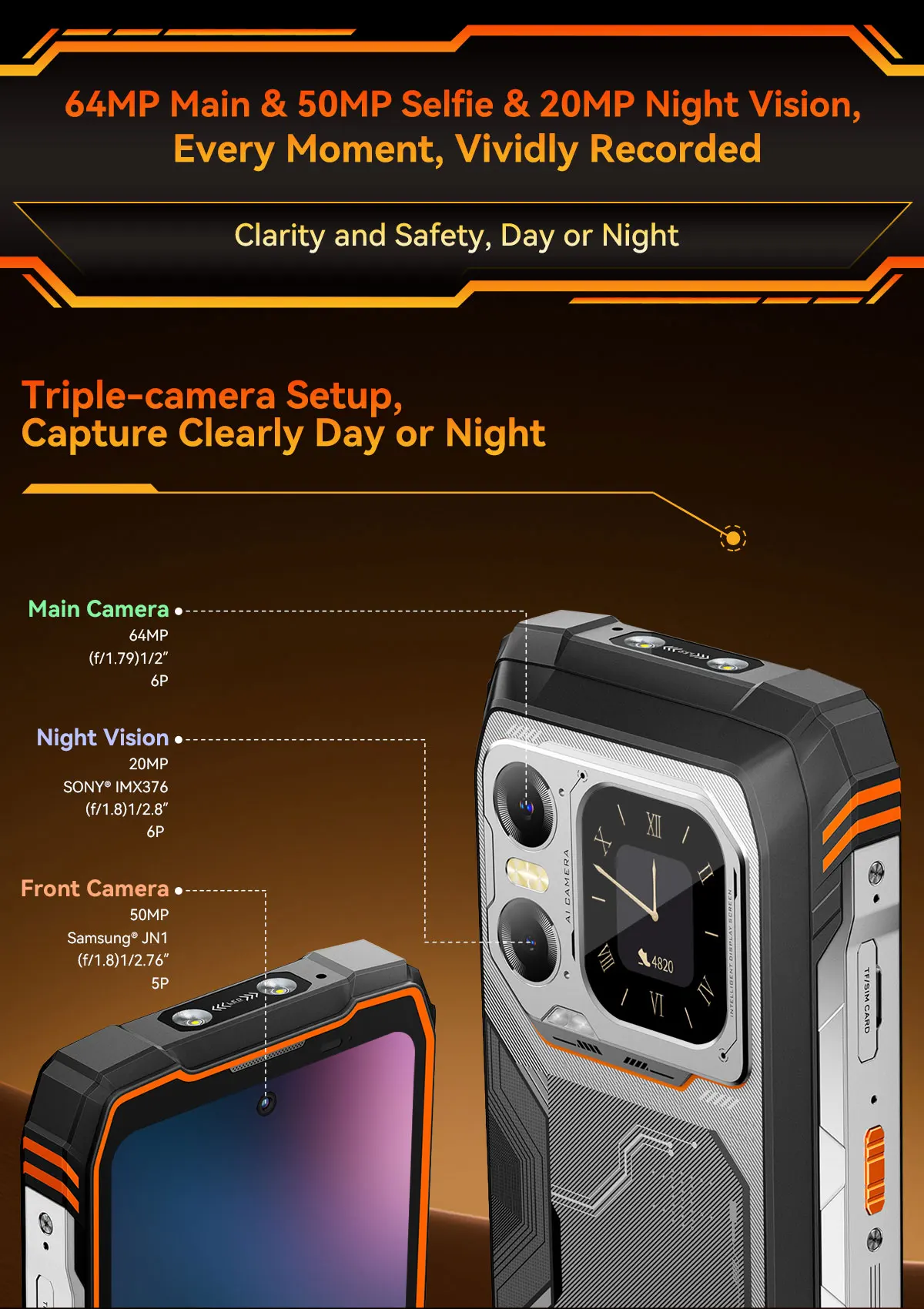 Blackview XPLORE 1 Rugged Smartphone, 5G Waterproof Outdoor Smartphone Android 15, 6.78'' 2.4K Display, 256GB/512GB, 20000mAh