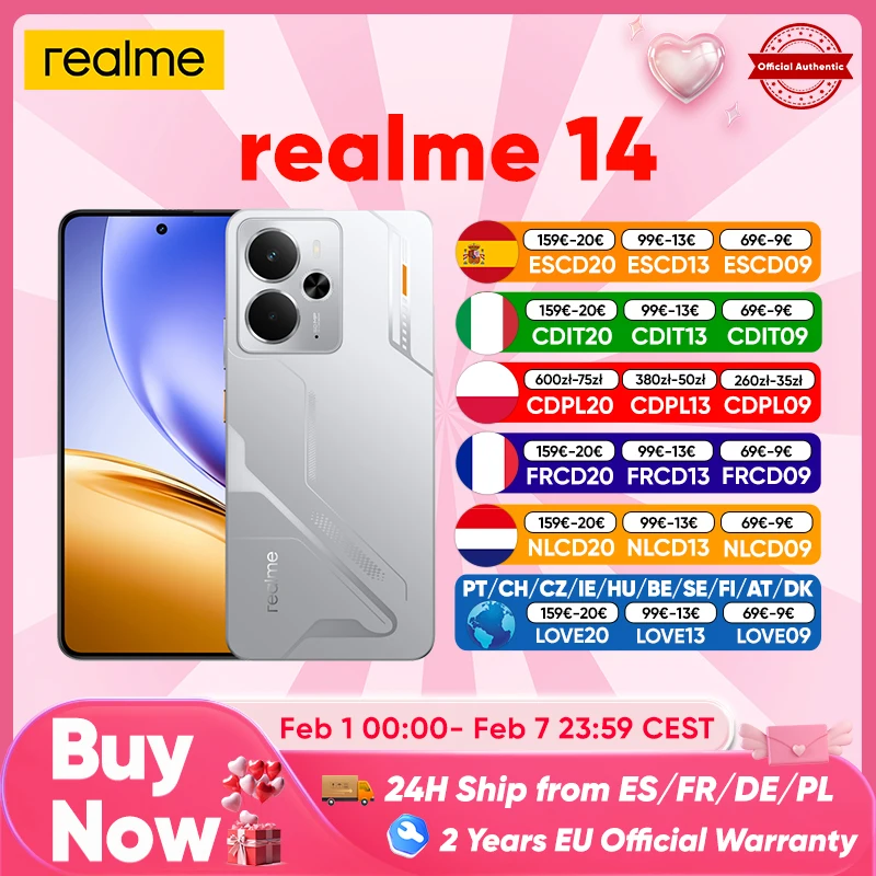 2025 World Premiere realme 14 Smartphone 5G Snapdragon 6 gen 4 6.67'' 120Hz AMOLED Display 6000mAh Titan Battery 50MP OIS Camrea