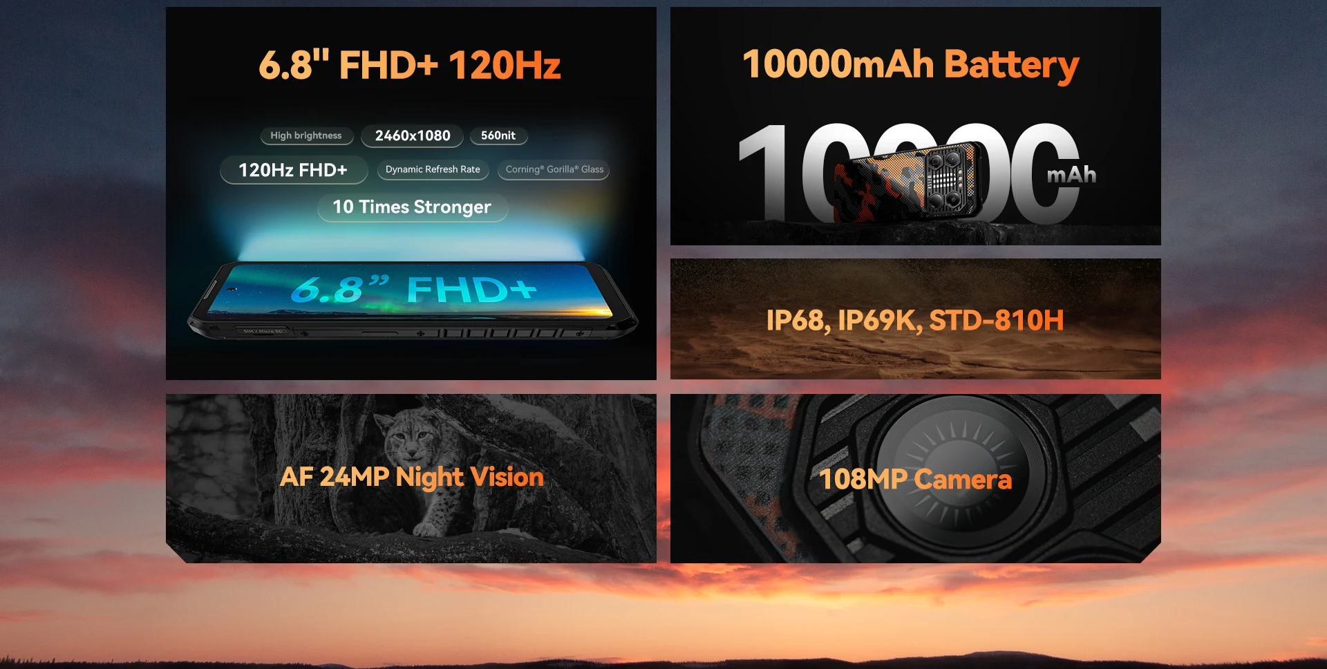 IIIF150 B2 Pro Rugged Phone MTK Helio G99 Android Smartphone 10000mAh 30W Charge 24GB 256GB 108MP Camera 6.8