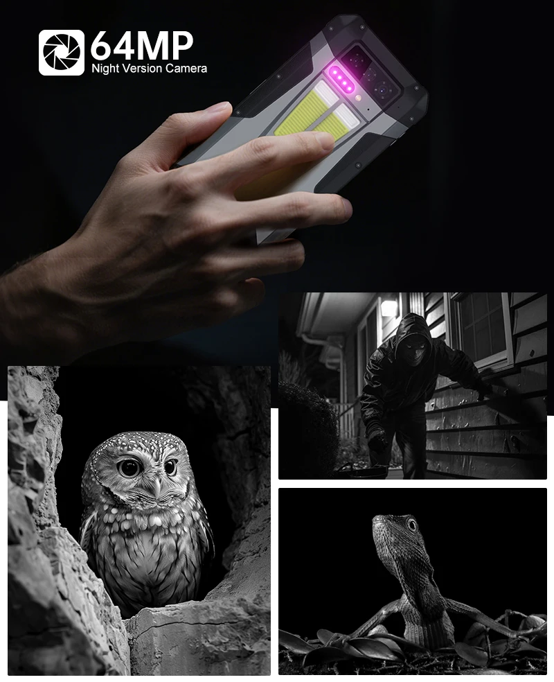 Unihertz by 8849 Tank 4 Smartphone Android 14 Built-in 720P Projector Dimensity 7300 24GB 512GB 11600mAh 120Hz AMOLED 5G Phone