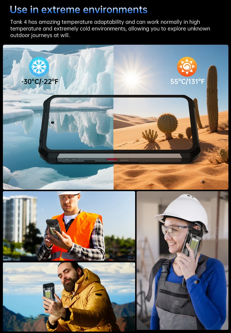 Unihertz by 8849 Tank 4 Smartphone Android 14 Built-in 720P Projector Dimensity 7300 24GB 512GB 11600mAh 120Hz AMOLED 5G Phone