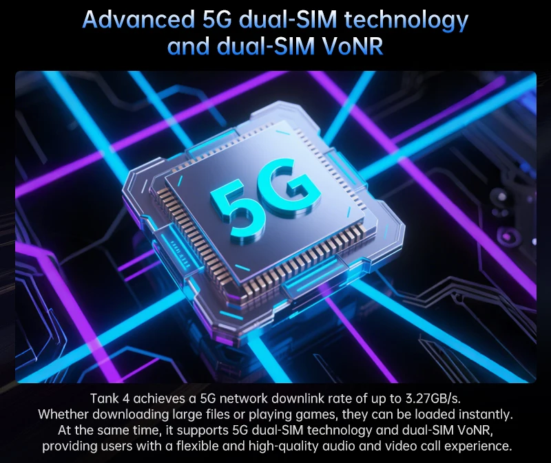 Unihertz by 8849 Tank 4 Smartphone Android 14 Built-in 720P Projector Dimensity 7300 24GB 512GB 11600mAh 120Hz AMOLED 5G Phone