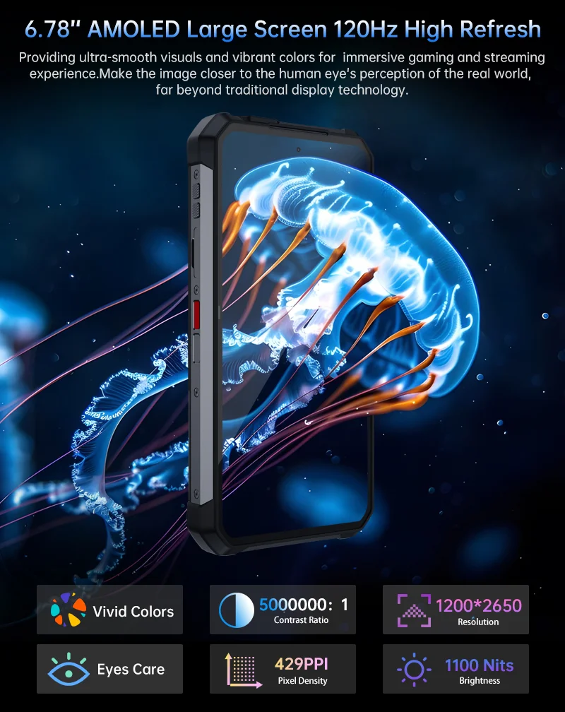 Unihertz by 8849 Tank 4 Smartphone Android 14 Built-in 720P Projector Dimensity 7300 24GB 512GB 11600mAh 120Hz AMOLED 5G Phone