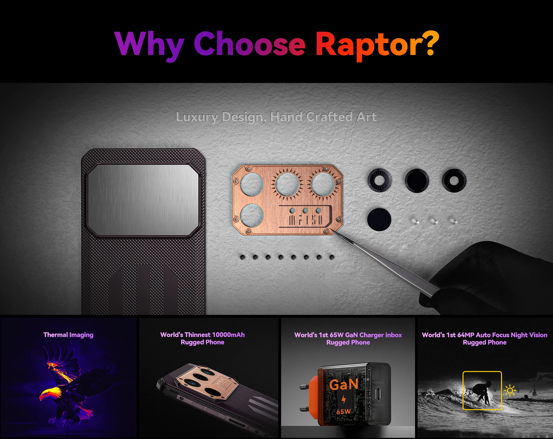 IIIF150 Raptor Rugged Phone MTK Helio G99 Chip 10000mAh Battery 108MP Main Camera 6.78inch FHD+ 120Hz Display Smartphone