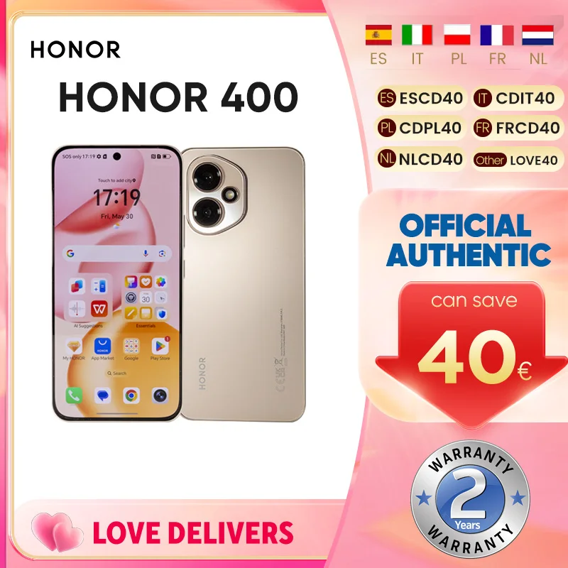 2025 New HONOR 400 Global Version 5G Smartphone Snapdragon 7 Gen 3 120Hz AMOLED Display 5300mAh Battery 200MP Camera