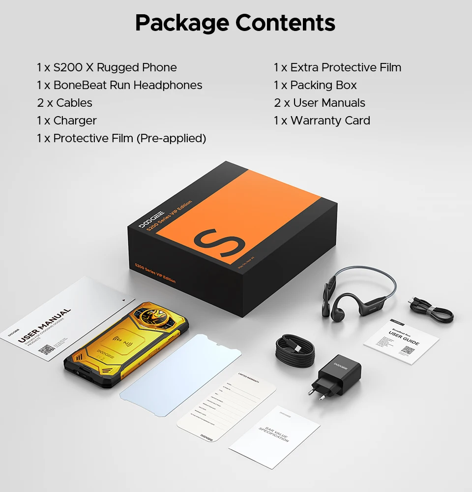 DOOGEE S200 X 5G Rugged Phone 48GB 512GB Dimensity 7050 6.72” FHD+120Hz 10100mAh 100MP Camera Android 16 NFC Smartphone