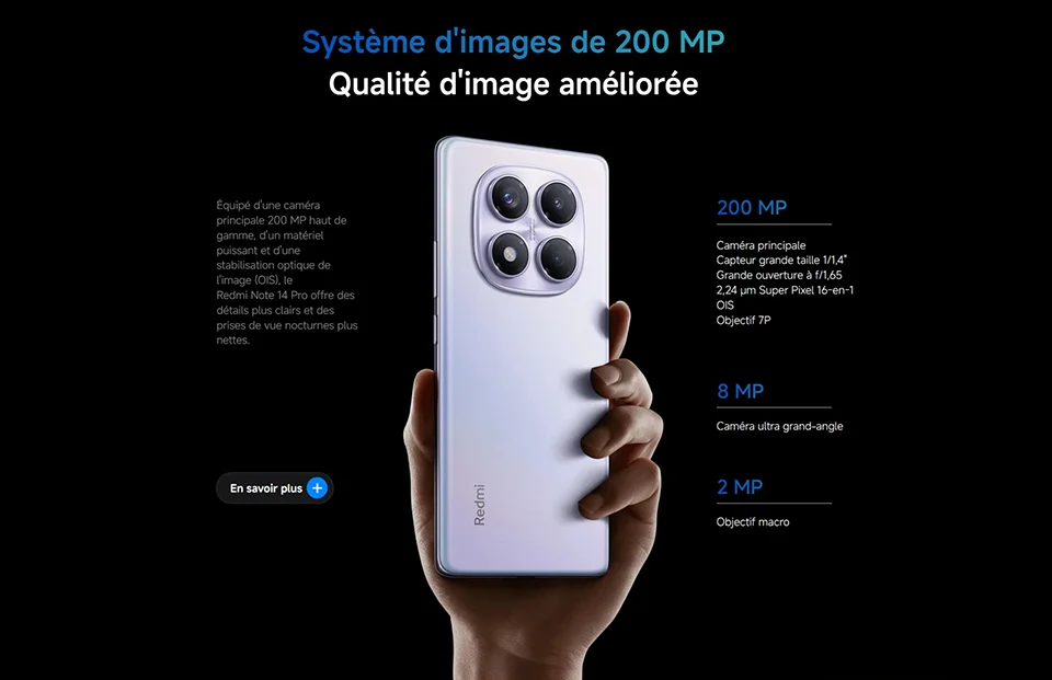 Xiaomi Redmi Note 14 Pro 4G, NFC, smartphone, MediaTek Helio G100-Ultra, AMOLED screen of inches, 120Hz, camera of 200 MP, battery of 5500mAh,Charger Not Included