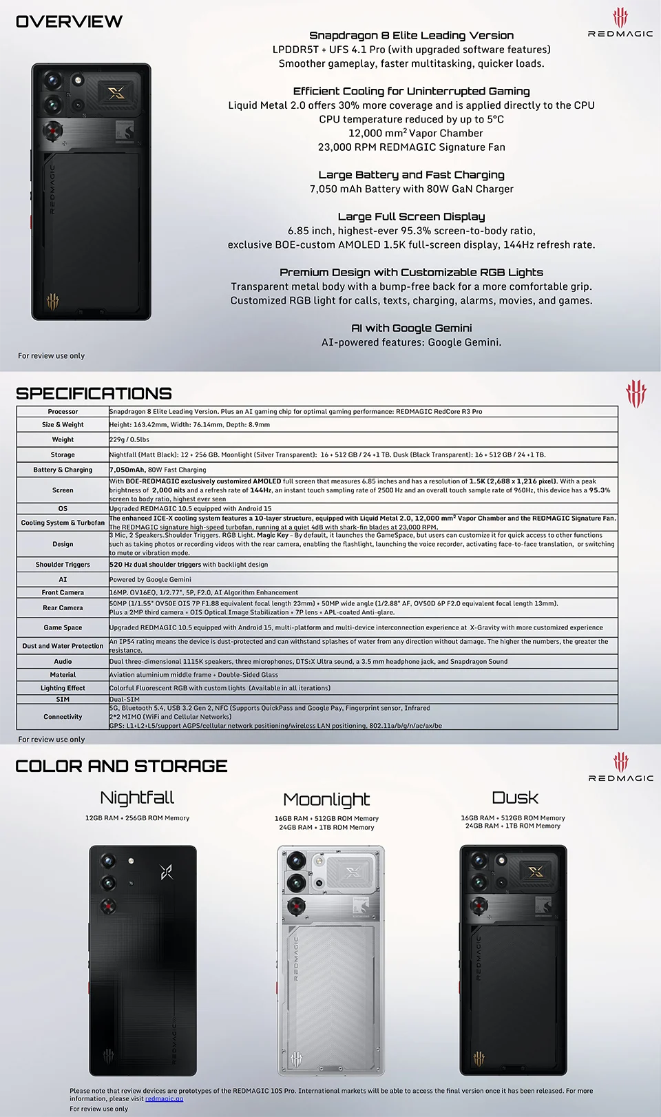 RedMagic 10S Pro global Version 5G game telephone Snapdragon 8 Elite leading 7050mAh 80W fast charge 6.85 inches RedMagic 10S Pro global Version 5G game telephone Snapdragon 8 Elite leading 7050mAh 80W fast charge 6.85 inches