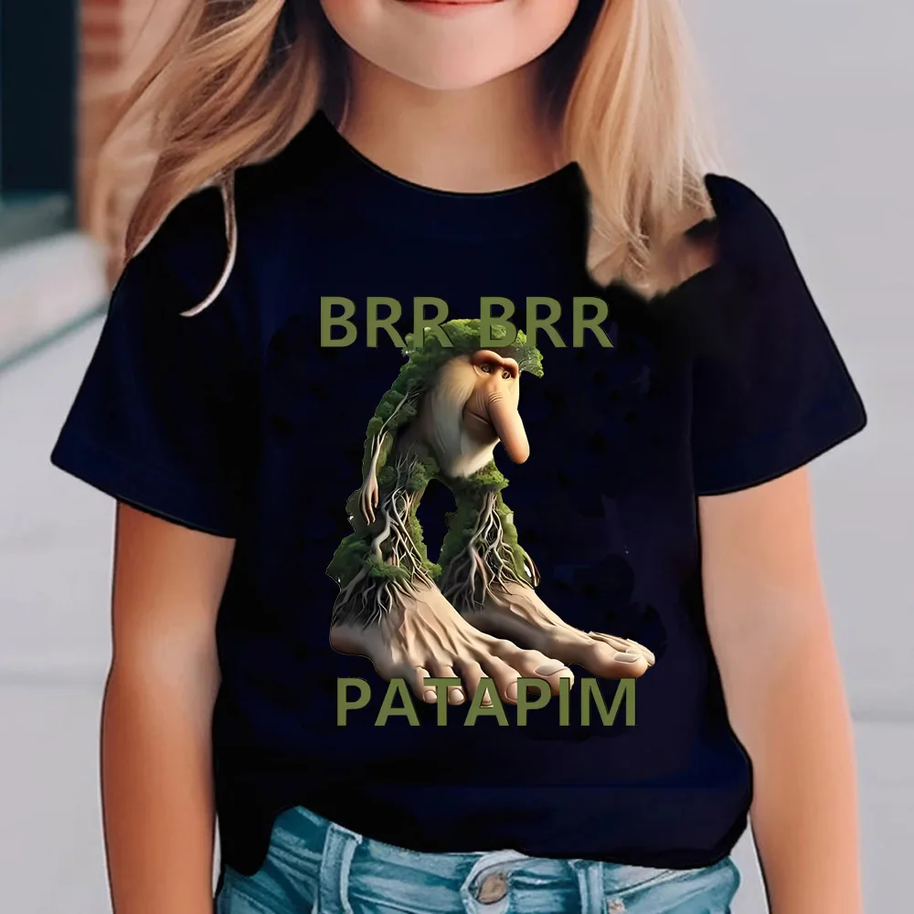 Italian Brainrot Animals Kids Cotton T-shirt Cappuccino Assassino Short Sleeve Tops for Kids Funny Meme Cute Tee Summer Clothing