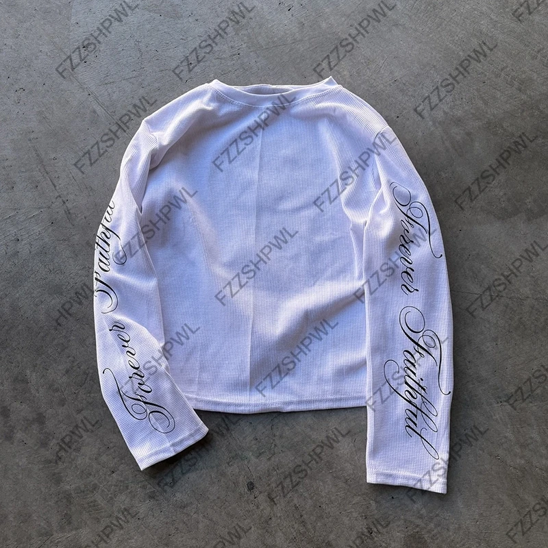 O-Neck Hip Hop Y2k Long sleeve Top Harajuku Letter Print Punk High street Long sleeve T-shirt Fashion Rock Gothic Unique Clothes