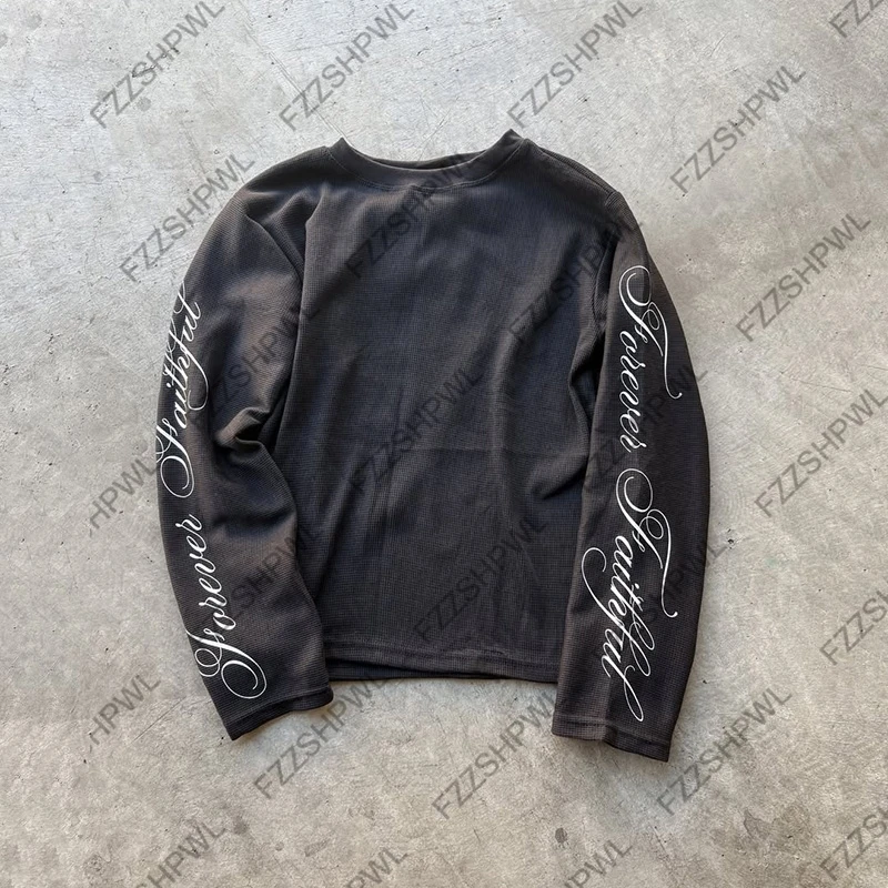 O-Neck Hip Hop Y2k Long sleeve Top Harajuku Letter Print Punk High street Long sleeve T-shirt Fashion Rock Gothic Unique Clothes