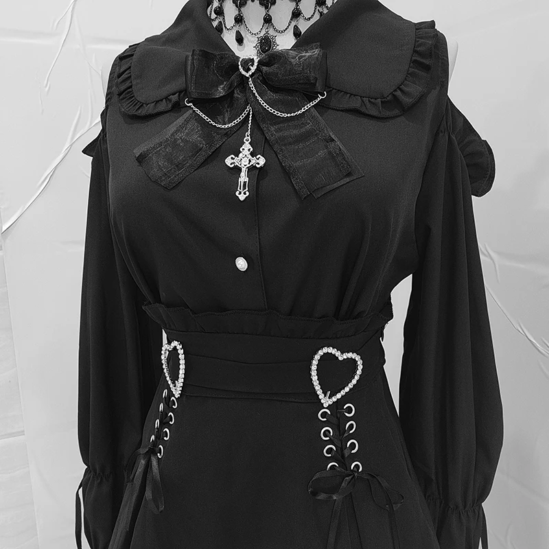 Kawaii Women Shirts Jirai Kei Lolita Y2K Cute Japanese Style Blouse Elegant Long Sleeve Sweet Tops Casual Aesthetic Shirt 2024