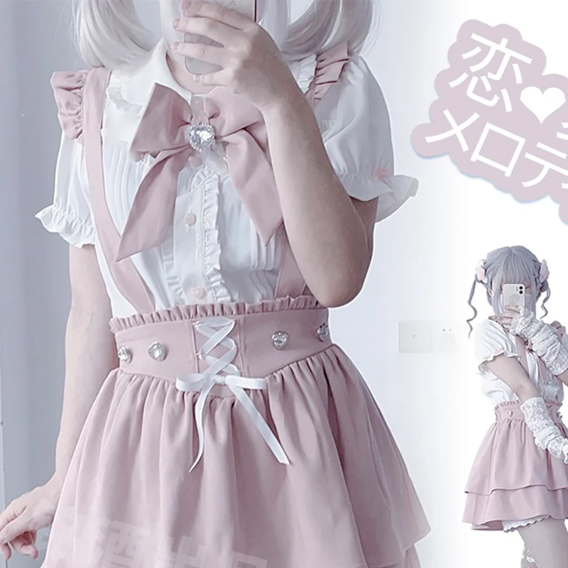 Kawaii Women Shirts Jirai Kei Lolita Y2K Cute Japanese Style Blouse Elegant Long Sleeve Sweet Tops Casual Aesthetic Shirt 2024