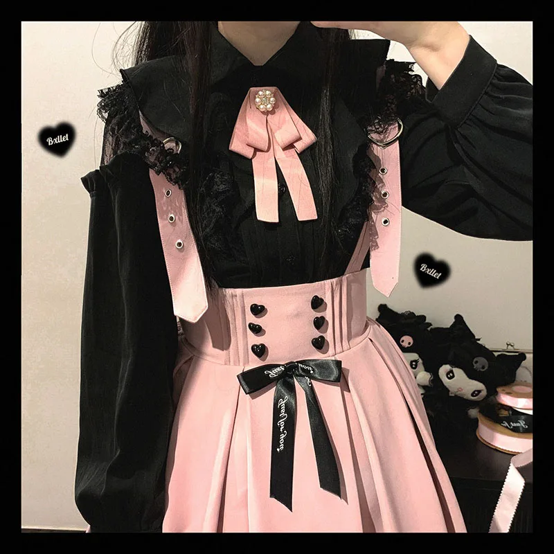 Kawaii Women Shirts Jirai Kei Lolita Y2K Cute Japanese Style Blouse Elegant Long Sleeve Sweet Tops Casual Aesthetic Shirt 2024