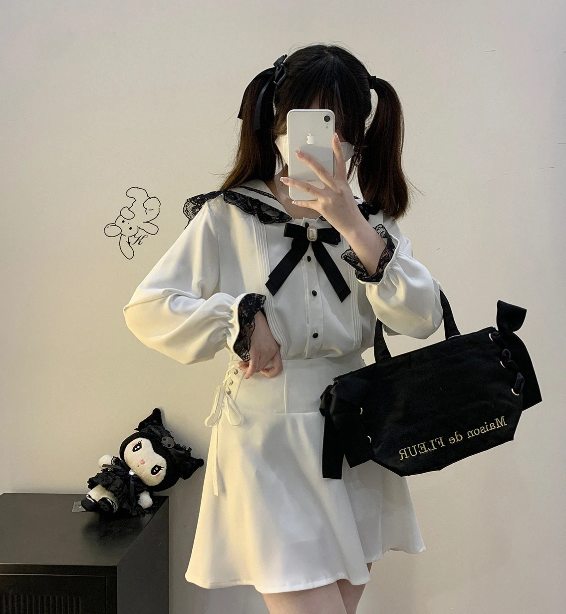Kawaii Women Shirts Jirai Kei Lolita Y2K Cute Japanese Style Blouse Elegant Long Sleeve Sweet Tops Casual Aesthetic Shirt 2024