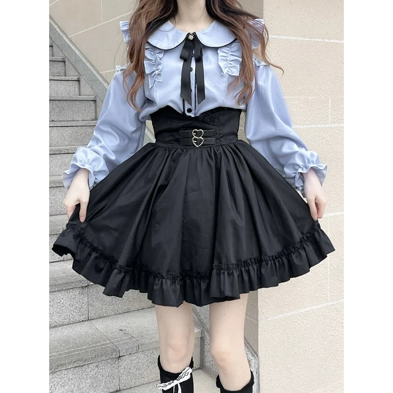 Kawaii Women Shirts Jirai Kei Lolita Y2K Cute Japanese Style Blouse Elegant Long Sleeve Sweet Tops Casual Aesthetic Shirt 2024