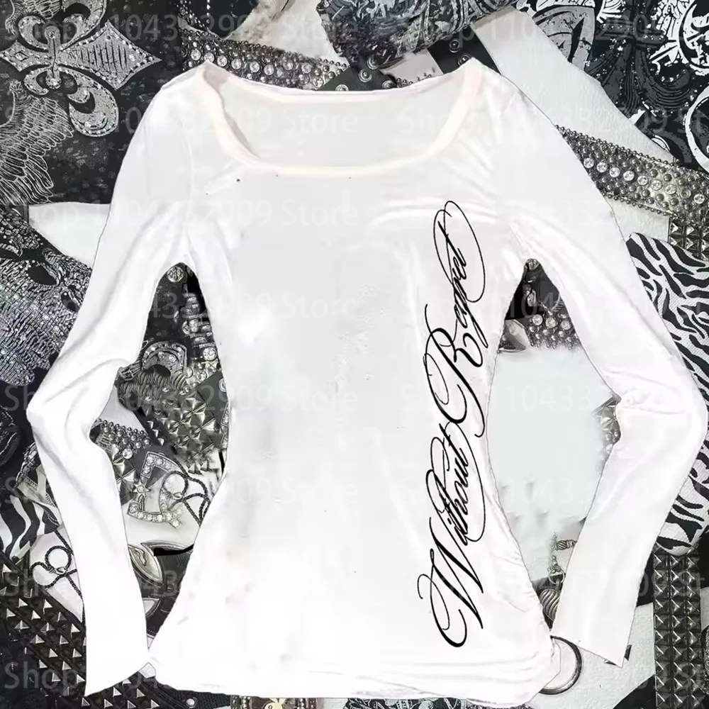 Kawaii Cute Girls pattern Women Clothing Tops Retro Harajuku Long sleeves Streetwear Fashion Y2k Style Print tops 2000s Summer