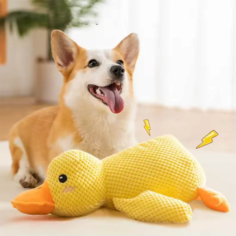 Duck dog toy plush chew resistant durable dog toy with quacking sound teeth grinding relief soft companion for small large dog Duck dog toy plush chew resistant durable dog toy with quacking sound teeth grinding relief soft companion for small large dog