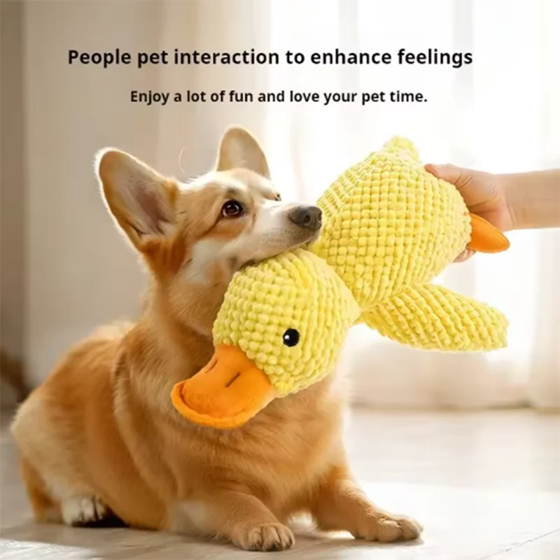 Duck dog toy plush chew resistant durable dog toy with quacking sound teeth grinding relief soft companion for small large dog Duck dog toy plush chew resistant durable dog toy with quacking sound teeth grinding relief soft companion for small large dog