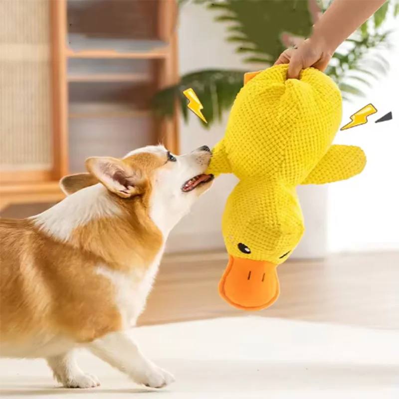 Duck dog toy plush chew resistant durable dog toy with quacking sound teeth grinding relief soft companion for small large dog Duck dog toy plush chew resistant durable dog toy with quacking sound teeth grinding relief soft companion for small large dog