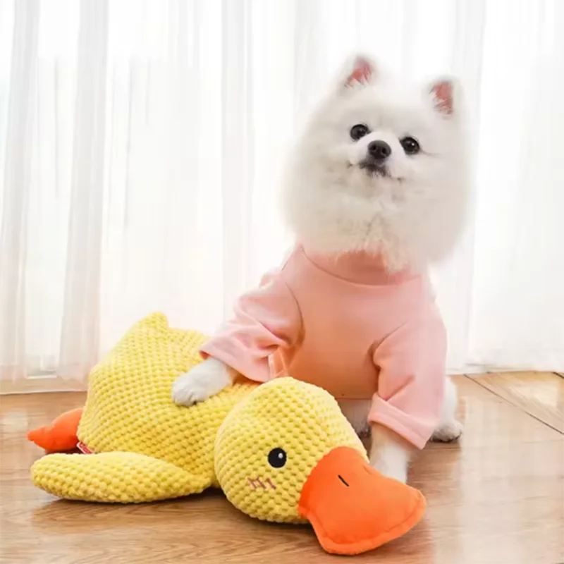 Duck dog toy plush chew resistant durable dog toy with quacking sound teeth grinding relief soft companion for small large dog Duck dog toy plush chew resistant durable dog toy with quacking sound teeth grinding relief soft companion for small large dog