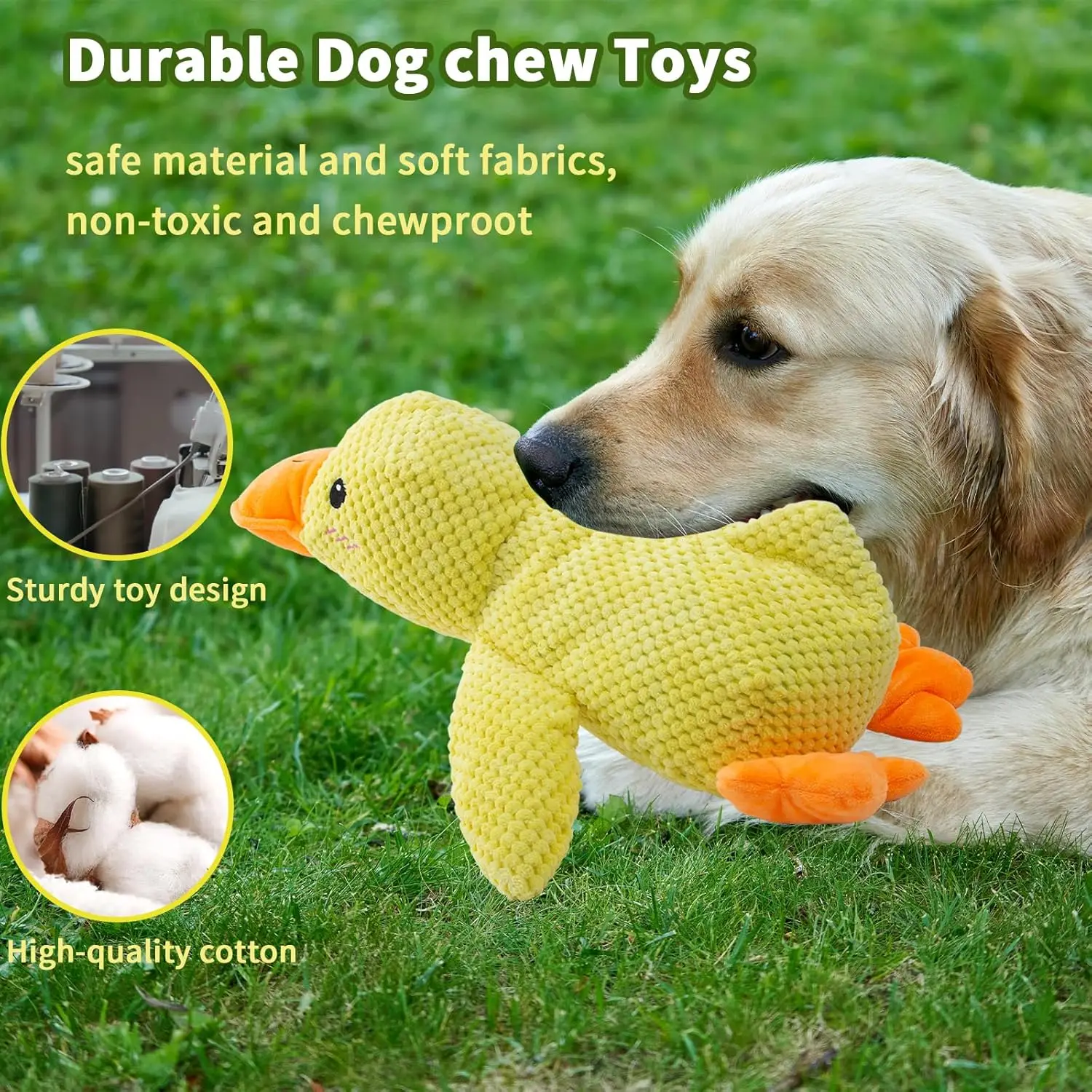 Duck dog toy plush chew resistant durable dog toy with quacking sound teeth grinding relief soft companion for small large dog Duck dog toy plush chew resistant durable dog toy with quacking sound teeth grinding relief soft companion for small large dog