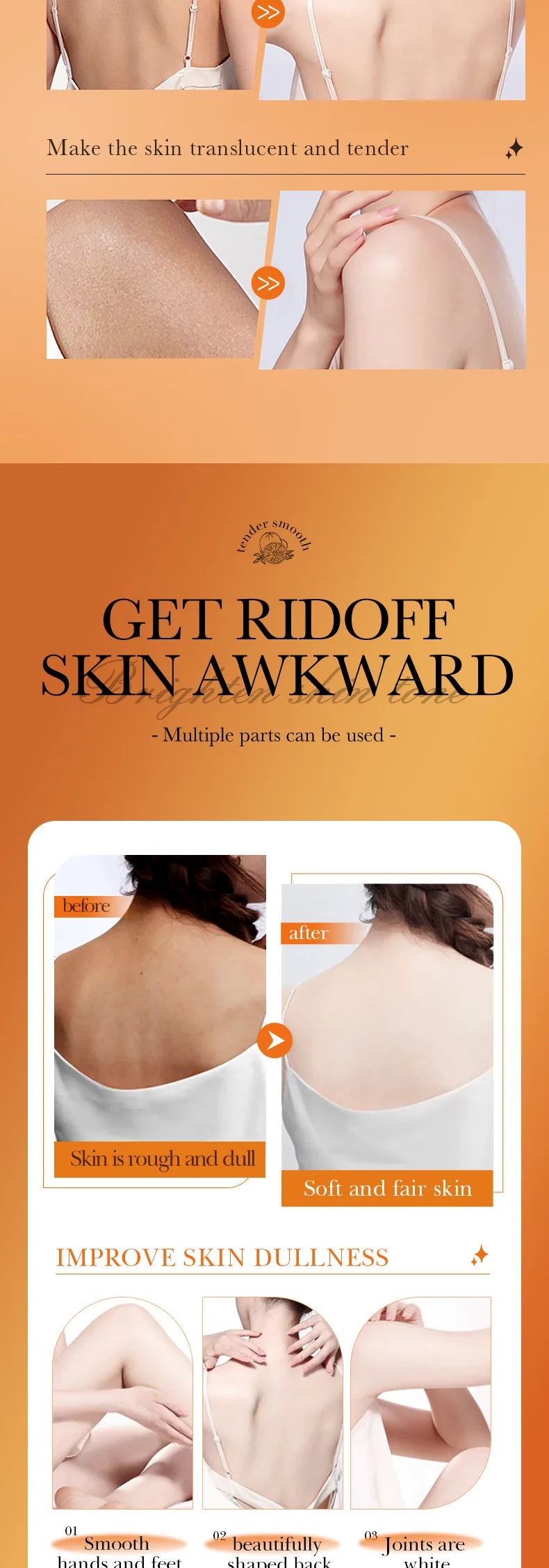 SADOER Vitamin C Body Scrub Whitening Moisturizing Exfoliating Cream Body Arm Leg Back Scrub Exfoliator Body Lotion Skin Care