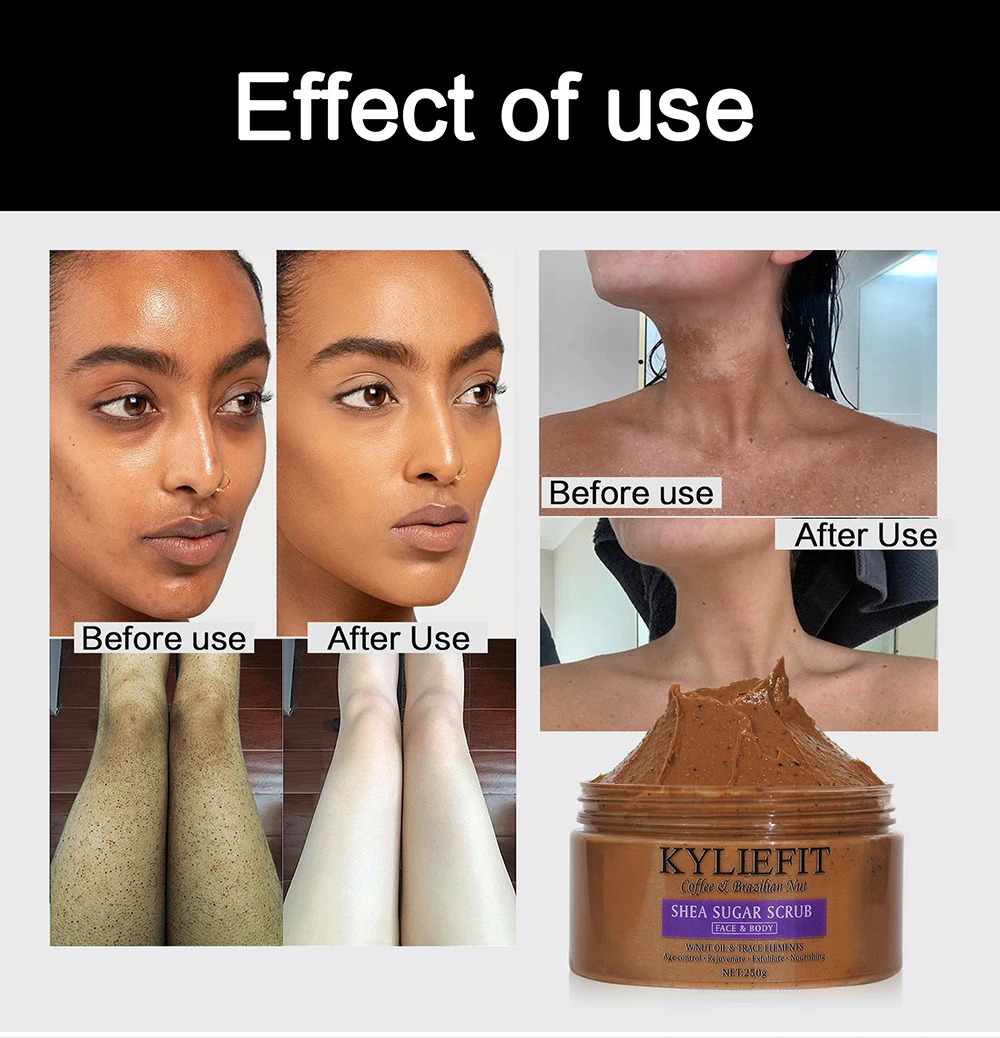 KYLIEFIT Coffee & Brazilian Nut Shea Sugar Scrub, Lightening, Whitening, Exfolilate, Nourishing, Cleaning Skin, for Face, Body KYLIEFIT Coffee & Brazilian Nut Shea Sugar Scrub, Lightening, Whitening, Exfolilate, Nourishing, Cleaning Skin, for Face, Body