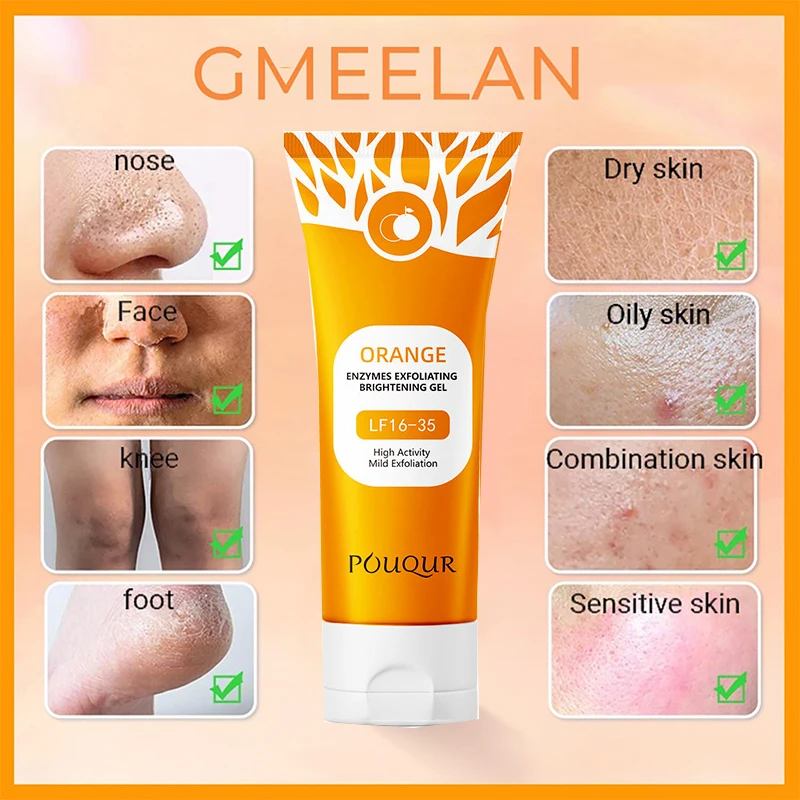 Orange Exfoliating Face Body Scrub Gel Cream Moisturizer Gel Deep Cleansing Moisturizing Facial Exfoliator Peeling Face Scrub