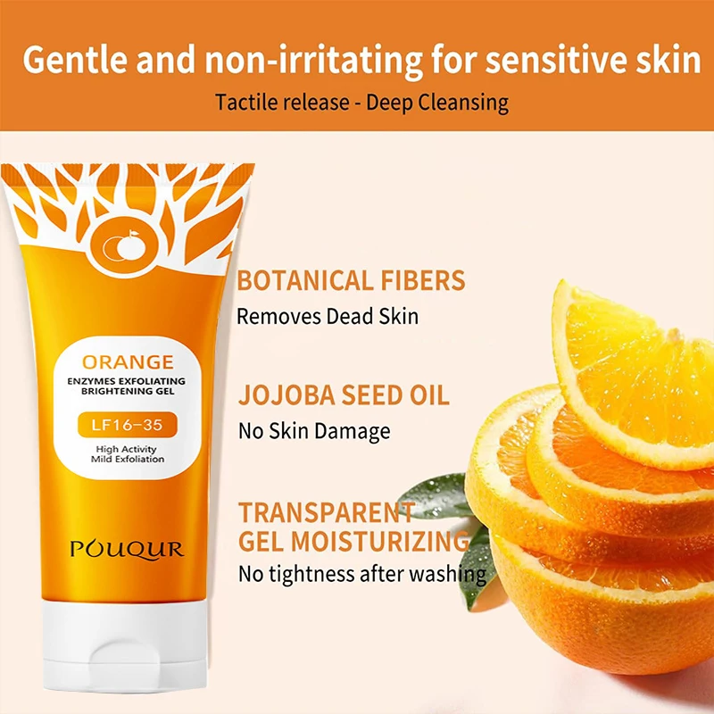 Orange Exfoliating Face Body Scrub Gel Cream Moisturizer Gel Deep Cleansing Moisturizing Facial Exfoliator Peeling Face Scrub