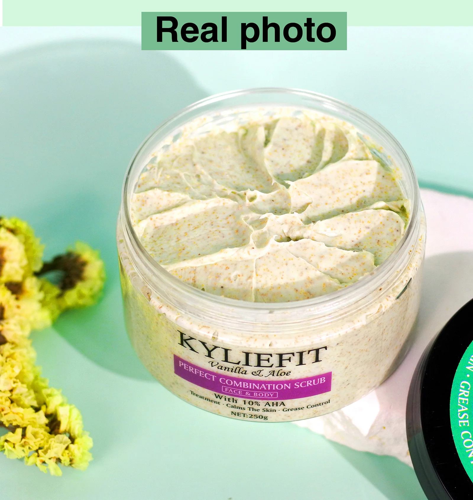 Natural Vanilla & Aloe Perfect Combination Scrub, With AHA, Reduce Spots, Acne, Clean Skin, Oil Control, For Face & Body Natural Vanilla & Aloe Perfect Combination Scrub, With AHA, Reduce Spots, Acne, Clean Skin, Oil Control, For Face & Body