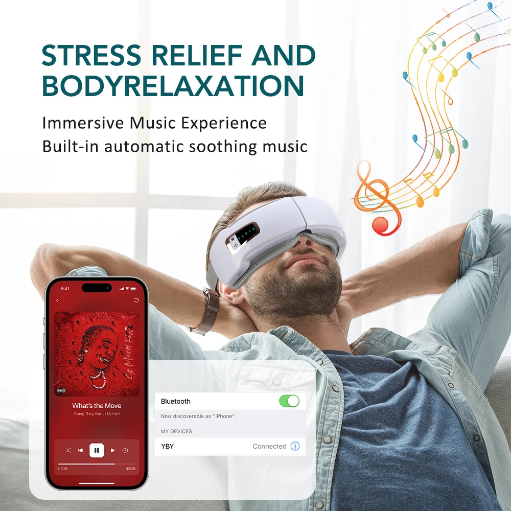Airbag Pressure Eye Massager Dry Eye Relief Improve Sleep Foldable Eye Massage Instrument Bluetooth Music Eye Mask for Relax