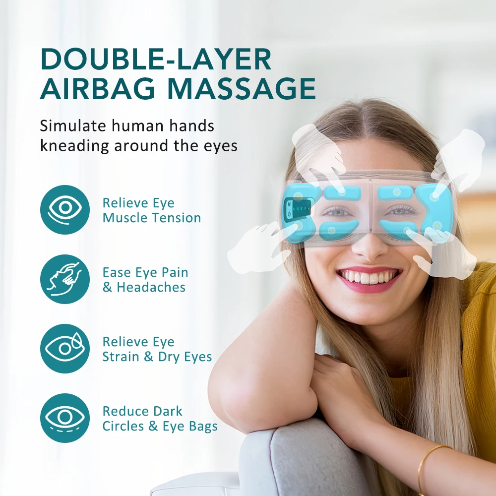 Airbag Pressure Eye Massager Dry Eye Relief Improve Sleep Foldable Eye Massage Instrument Bluetooth Music Eye Mask for Relax