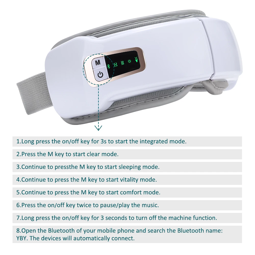 Airbag Pressure Eye Massager Dry Eye Relief Improve Sleep Foldable Eye Massage Instrument Bluetooth Music Eye Mask for Relax