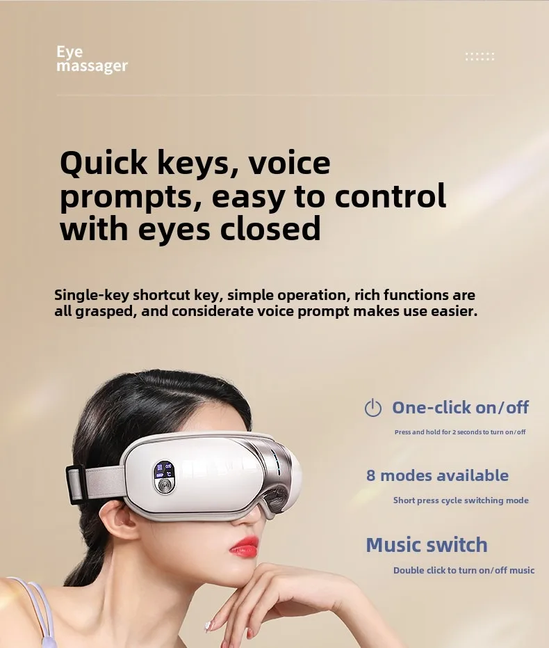 Eye Massage Instrument Vibration Double Wrap-around Airbag Pressure Hot Compress Massager Bluetooth Music Relax Eye Care Eye Massage Instrument Vibration Double Wrap-around Airbag Pressure Hot Compress Massager Bluetooth Music Relax Eye Care