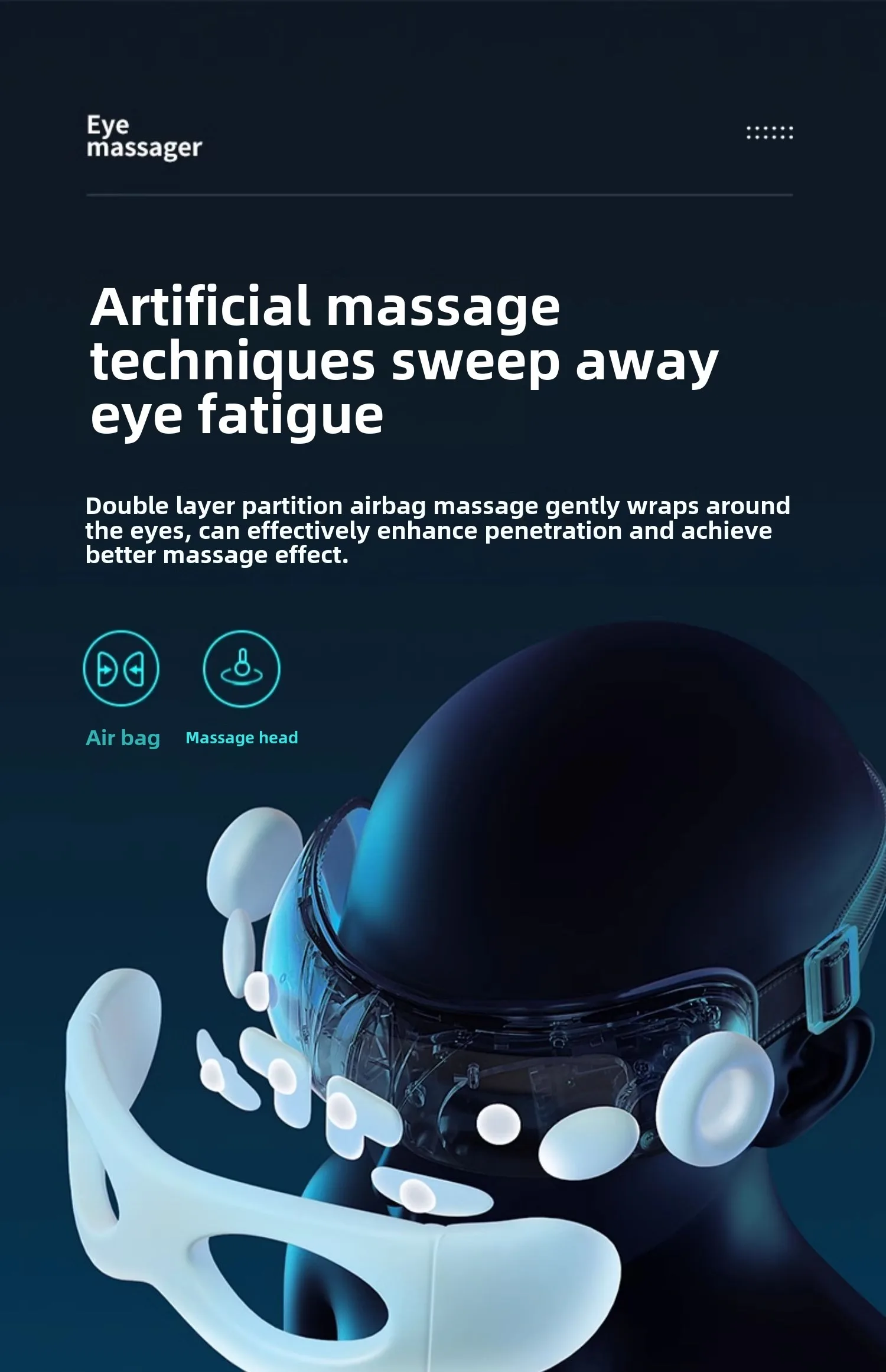 Eye Massage Instrument Vibration Double Wrap-around Airbag Pressure Hot Compress Massager Bluetooth Music Relax Eye Care Eye Massage Instrument Vibration Double Wrap-around Airbag Pressure Hot Compress Massager Bluetooth Music Relax Eye Care