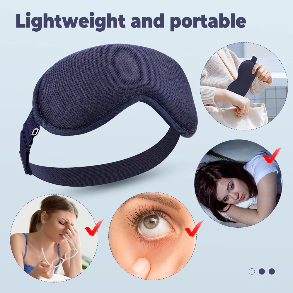 Electric Eye Mask 3D Massage Constant Temperature Hot Compress & Virbration & Smart Timing Sleep Shading Relieve Eye Fatigue