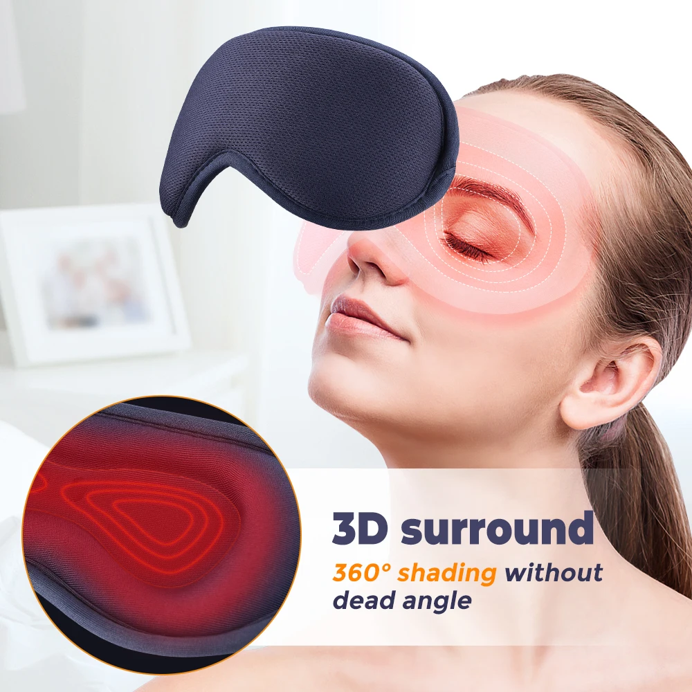 Electric Eye Mask 3D Massage Constant Temperature Hot Compress & Virbration & Smart Timing Sleep Shading Relieve Eye Fatigue