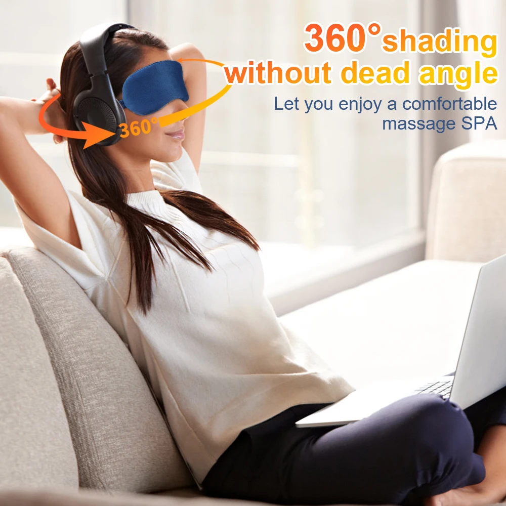 Electric Eye Mask 3D Massage Constant Temperature Hot Compress & Virbration & Smart Timing Sleep Shading Relieve Eye Fatigue