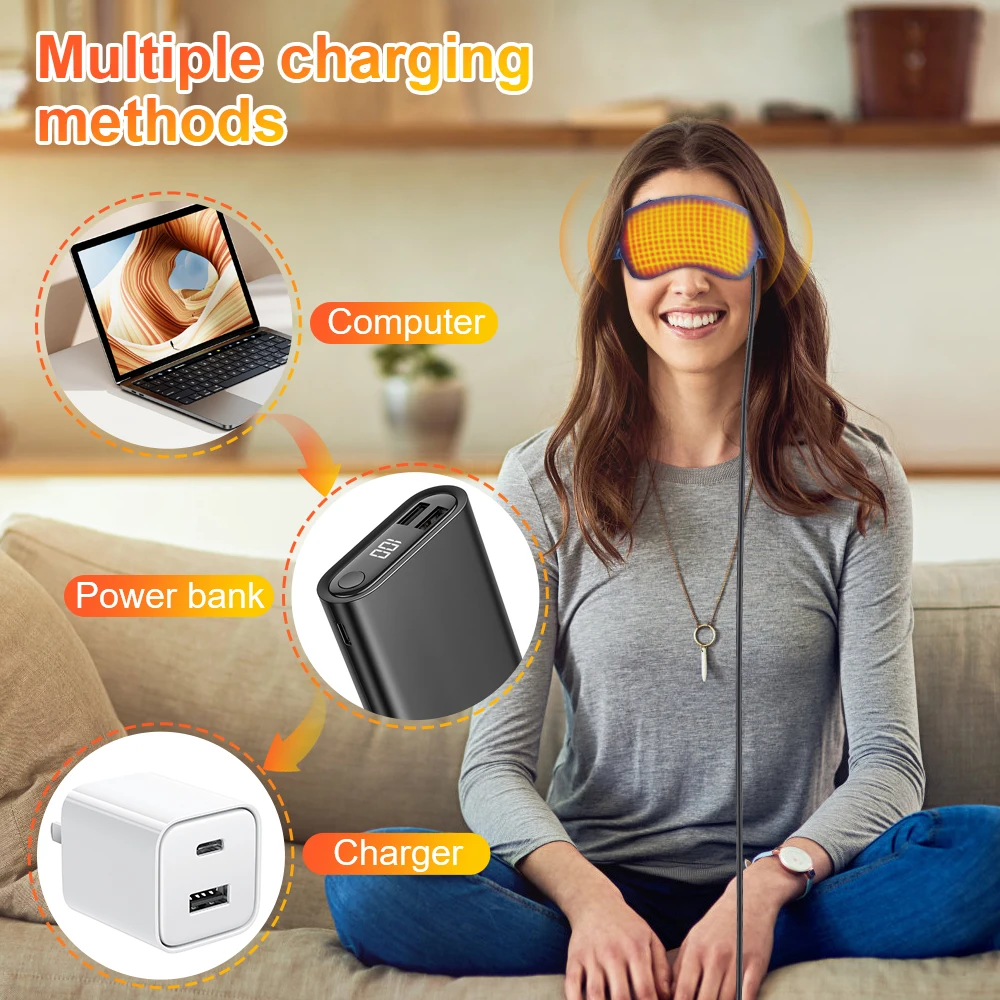 Electric Eye Mask 3D Massage Constant Temperature Hot Compress & Virbration & Smart Timing Sleep Shading Relieve Eye Fatigue