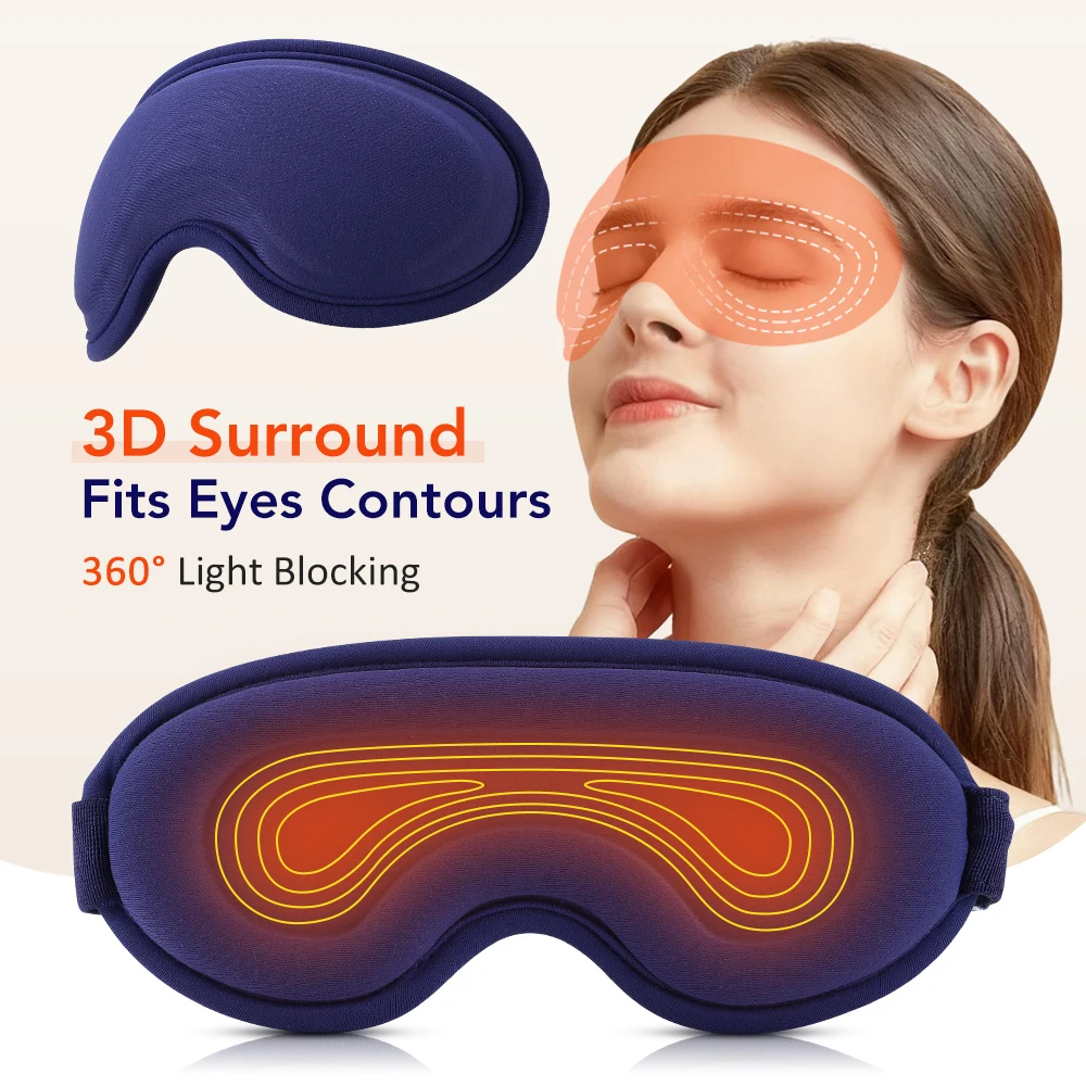 Electric Eye Mask 3D Massage Constant Temperature Hot Compress & Virbration & Smart Timing Sleep Shading Relieve Eye Fatigue